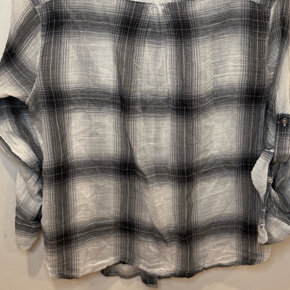 Calvin Klein Airflow Utility Button Down Women's Plaid Shirt Roll Up Sleeve - Picture 7 of 8